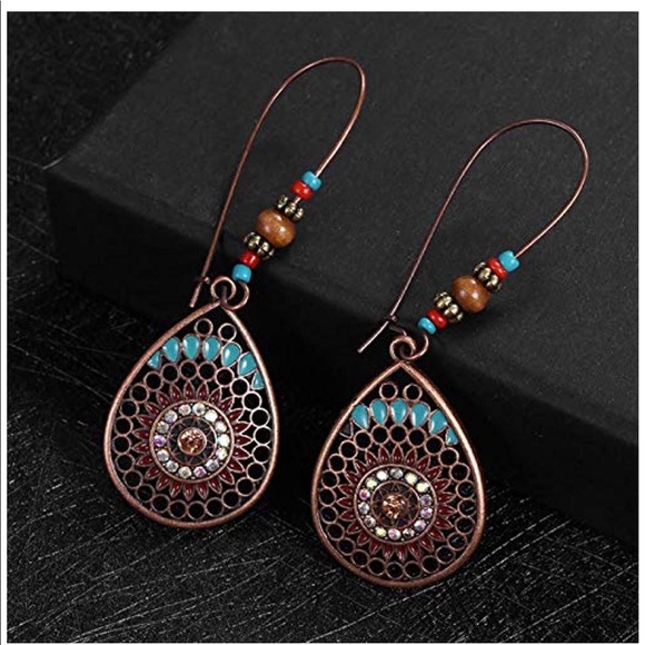 8 Pairs Statement Drop Dangle Earrings Bohemian - Picture 3 of 4